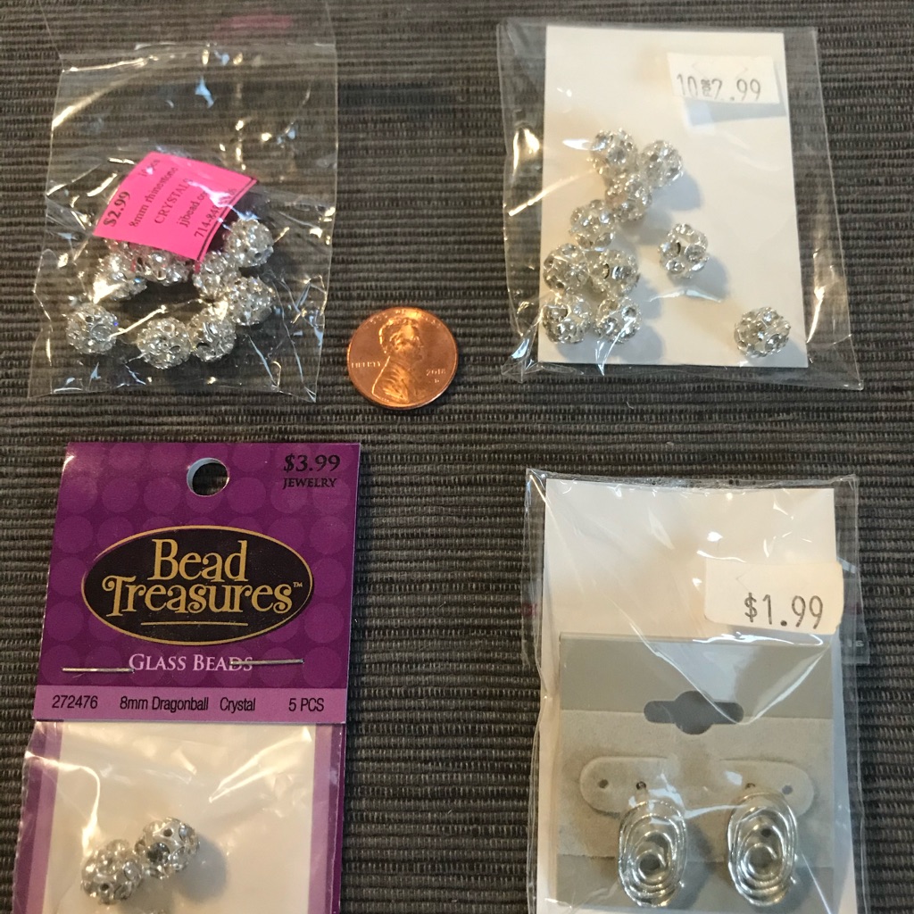 Silver Metal Rhinestone Round Beads Stud Earring 12$